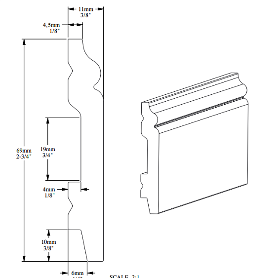 Фото товара orac decor Orac Decor Плинтус гибкий SX165F CONTOUR - 6,9*1,1*200см
