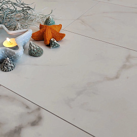 Виниловый ламинат Stone Floor Бело-серый Мрамор