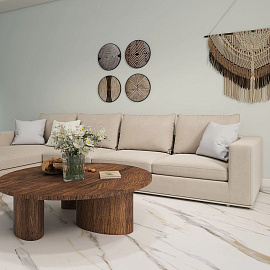 Виниловый ламинат Stone Floor Мрамор Бело-золотой