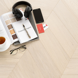 Паркет Ёлка Coswick Белый иней