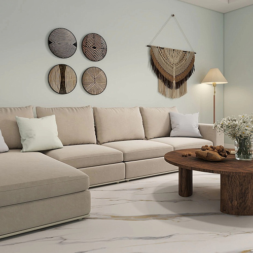 Фото товара ламинат spc Stone Floor Мрамор Бело-золотой